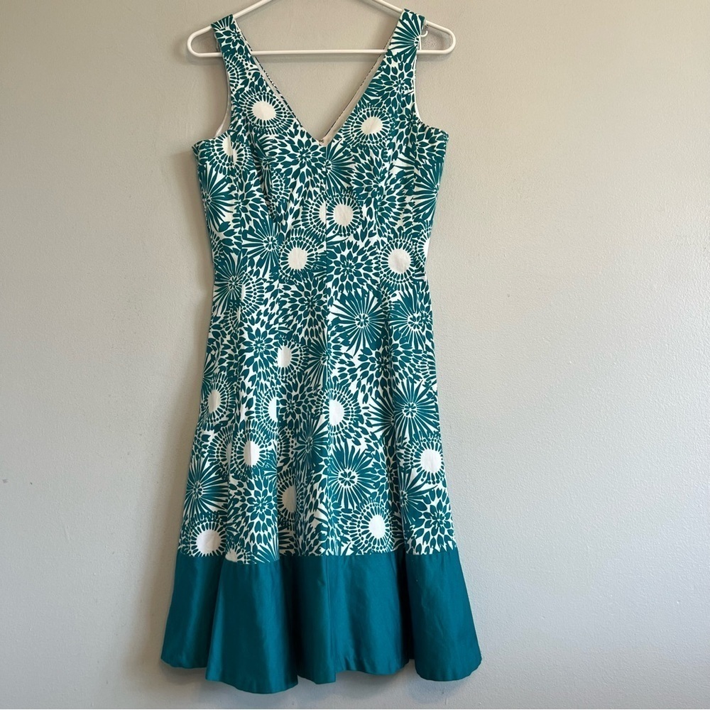 Jones Wear Dress Sleeveless V Neck A Line Midi Dress Blue Sz 4 Halter Dress